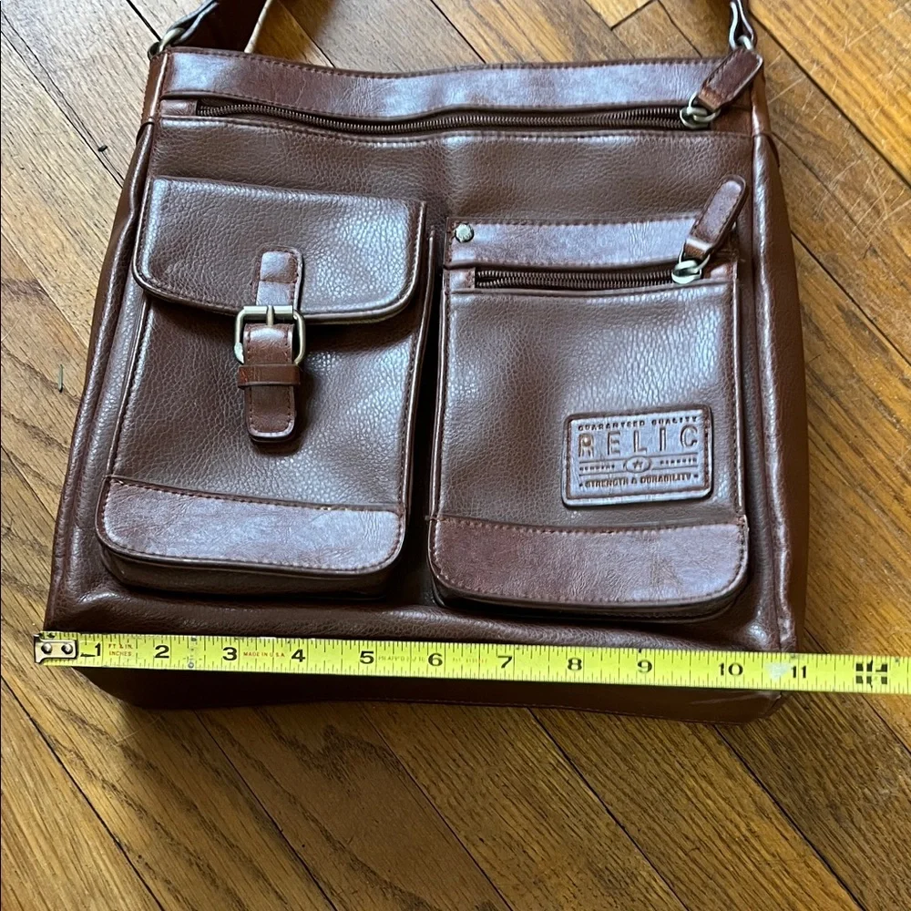 Relic Dark Brown Faux Leather Messenger/Shoulder or Cross-body Bag